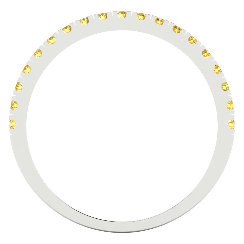 0.285 cttw Natural Citrine Round Cut White Gold Eternity Wedding Band