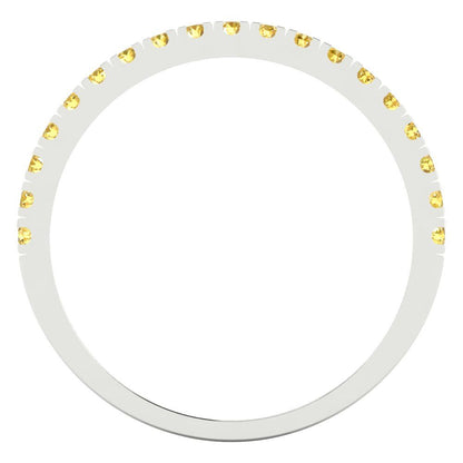 0.285 cttw Natural Citrine Round Cut White Gold Eternity Wedding Band