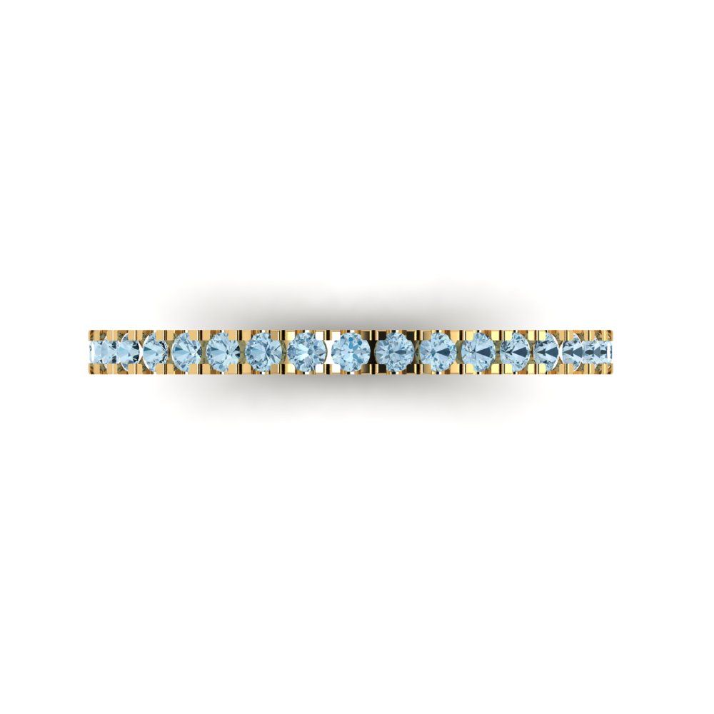 0.285 cttw Natural Sky Blue Topaz Round Cut Yellow Gold Eternity Wedding Band
