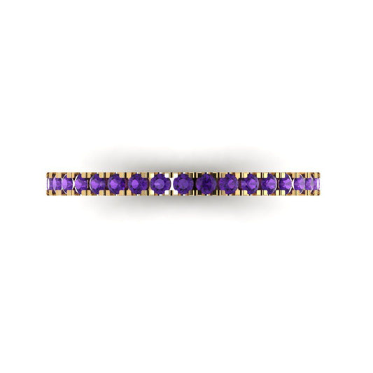 0.285 cttw Natural Amethyst Round Cut Yellow Gold Eternity Wedding Band