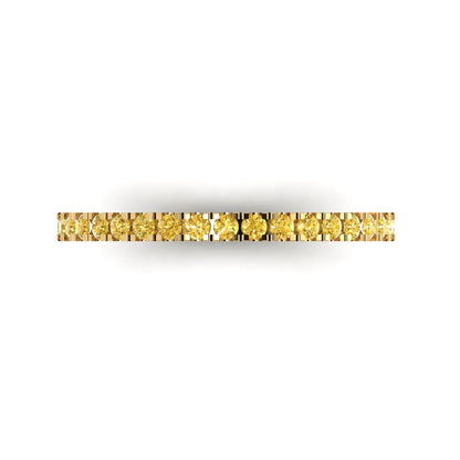 0.285 cttw Simulated Yellow Diamond Round Cut Yellow Gold Eternity Wedding Band