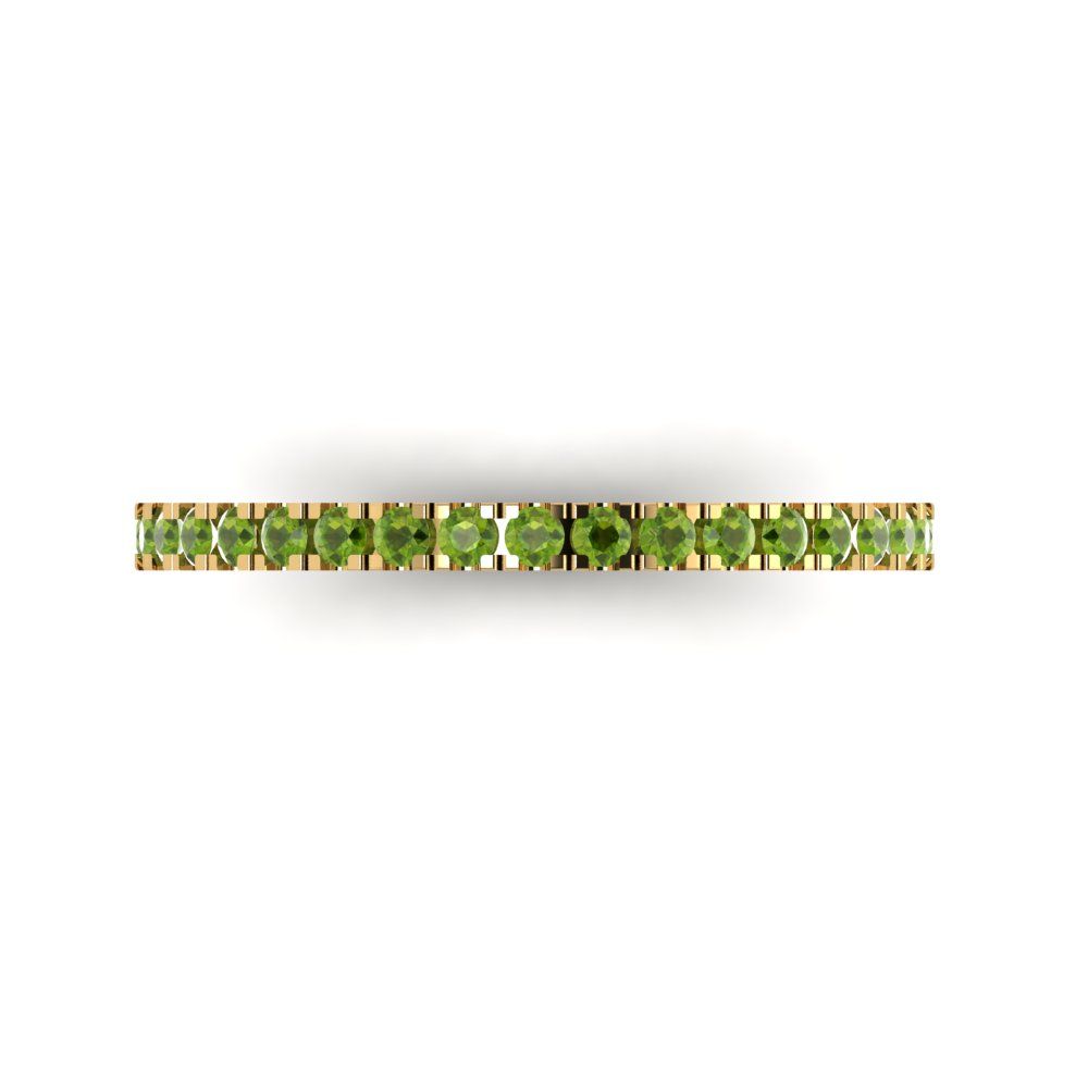 0.285 cttw Natural Peridot Round Cut Yellow Gold Eternity Wedding Band