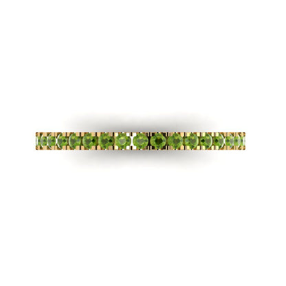 0.285 cttw Natural Peridot Round Cut Yellow Gold Eternity Wedding Band