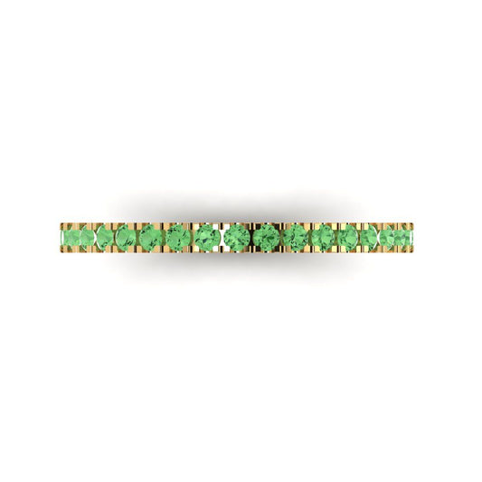 0.285 cttw Simulated Green Diamond Round Cut Yellow Gold Eternity Wedding Band