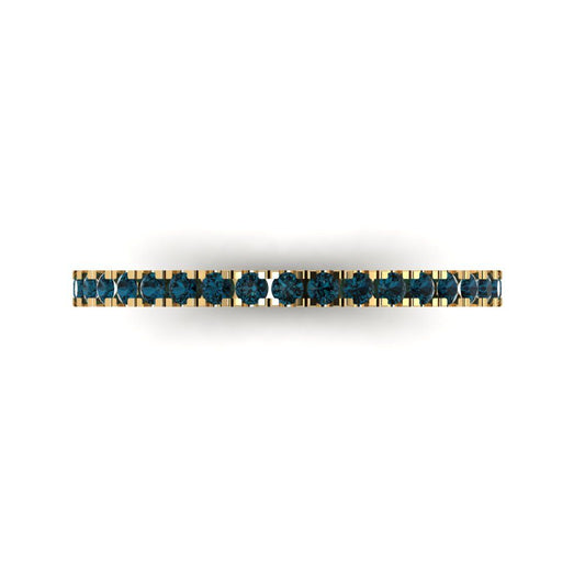 0.285 cttw Natural London Blue Topaz Round Cut Yellow Gold Eternity Wedding Band