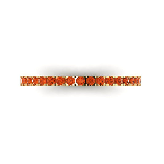 0.285 cttw Simulated Red Diamond Round Cut Yellow Gold Eternity Wedding Band