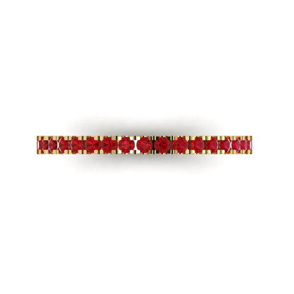 0.285 cttw Simulated Ruby Round Cut Yellow Gold Eternity Wedding Band