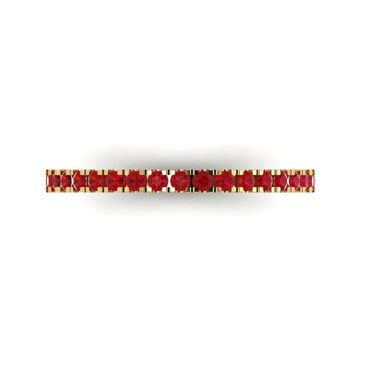 0.285 cttw Simulated Ruby Round Cut Yellow Gold Eternity Wedding Band