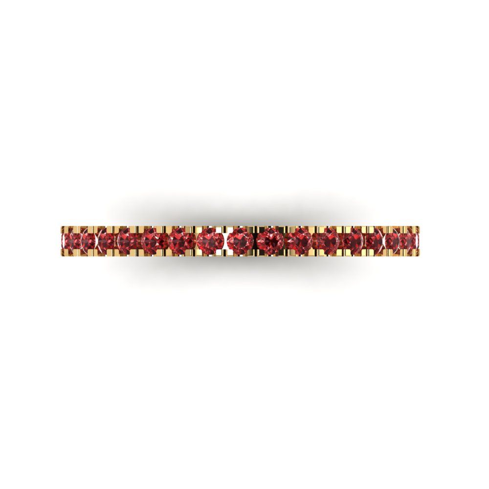 0.285 cttw Natural Garnet Round Cut Yellow Gold Eternity Wedding Band