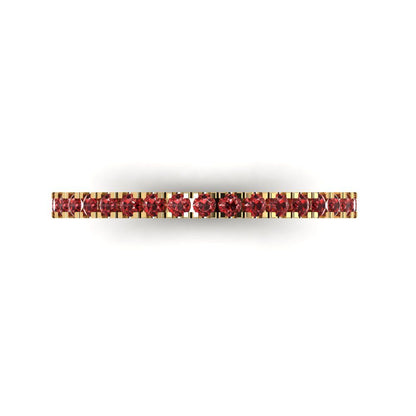 0.285 cttw Natural Garnet Round Cut Yellow Gold Eternity Wedding Band