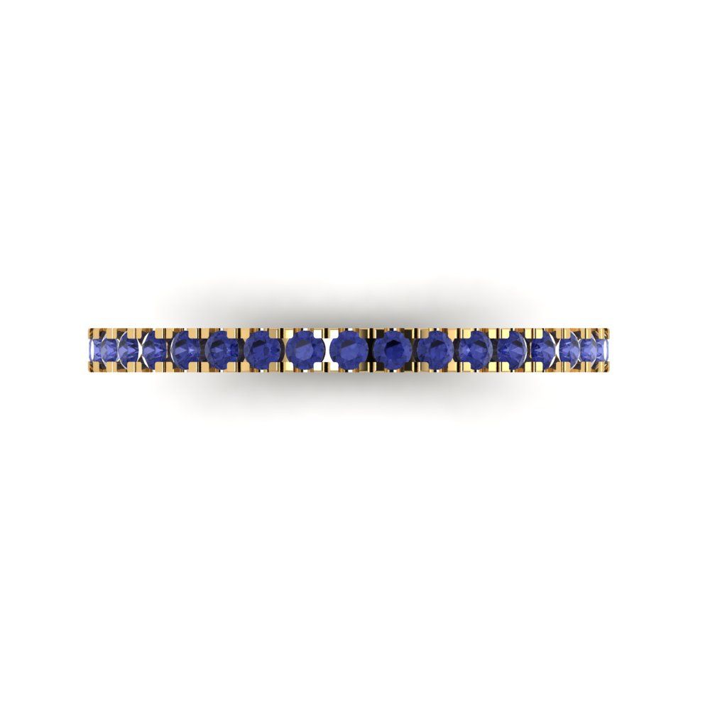0.285 cttw Simulated Tanzanite Round Cut Yellow Gold Eternity Wedding Band