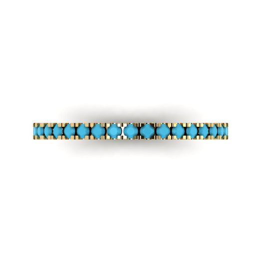 0.285 cttw Simulated Turquoise Round Cut Yellow Gold Eternity Wedding Band