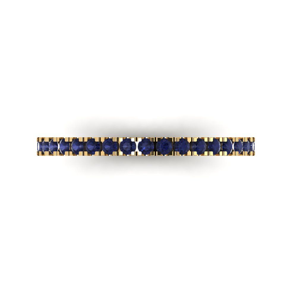0.285 cttw Simulated Blue Sapphire Round Cut Yellow Gold Eternity Wedding Band