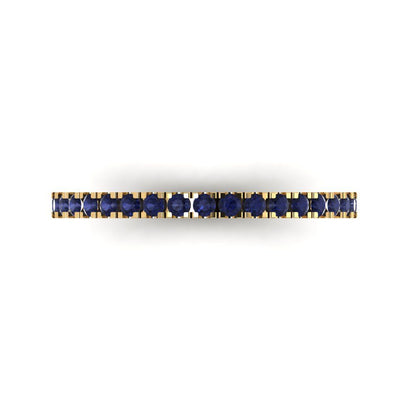 0.285 cttw Simulated Blue Sapphire Round Cut Yellow Gold Eternity Wedding Band