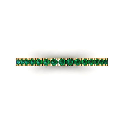 0.285 cttw Simulated Emerald Round Cut Yellow Gold Eternity Wedding Band