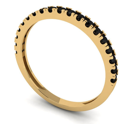 0.285 cttw Natural Onyx Round Cut Yellow Gold Eternity Wedding Band