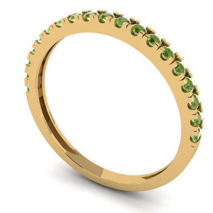 0.285 cttw Natural Peridot Round Cut Yellow Gold Eternity Wedding Band