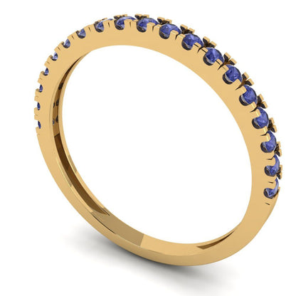 0.285 cttw Simulated Tanzanite Round Cut Yellow Gold Eternity Wedding Band