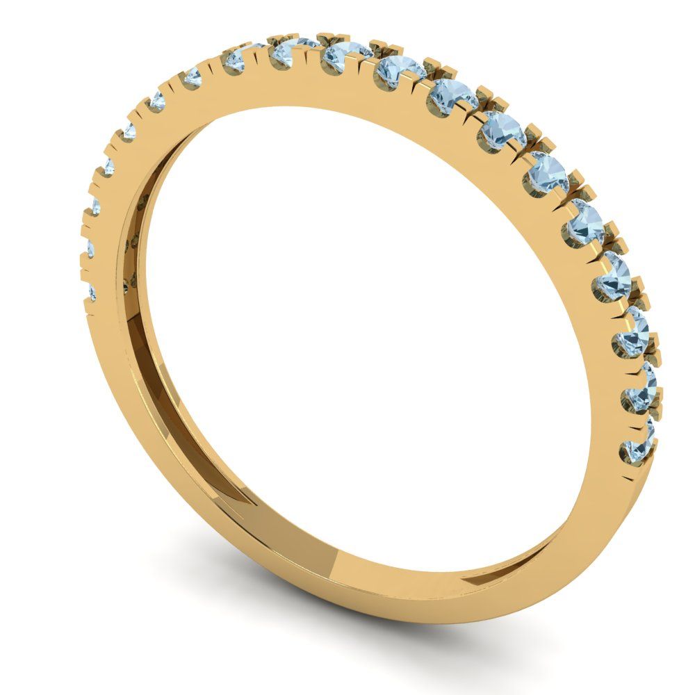 0.285 cttw Natural Swiss Blue Topaz Round Cut Yellow Gold Eternity Wedding Band