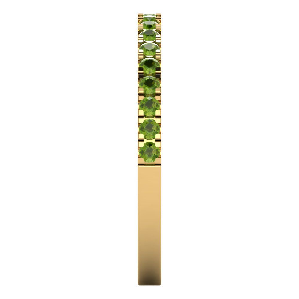 0.285 cttw Natural Peridot Round Cut Yellow Gold Eternity Wedding Band