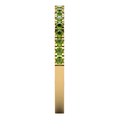 0.285 cttw Natural Peridot Round Cut Yellow Gold Eternity Wedding Band