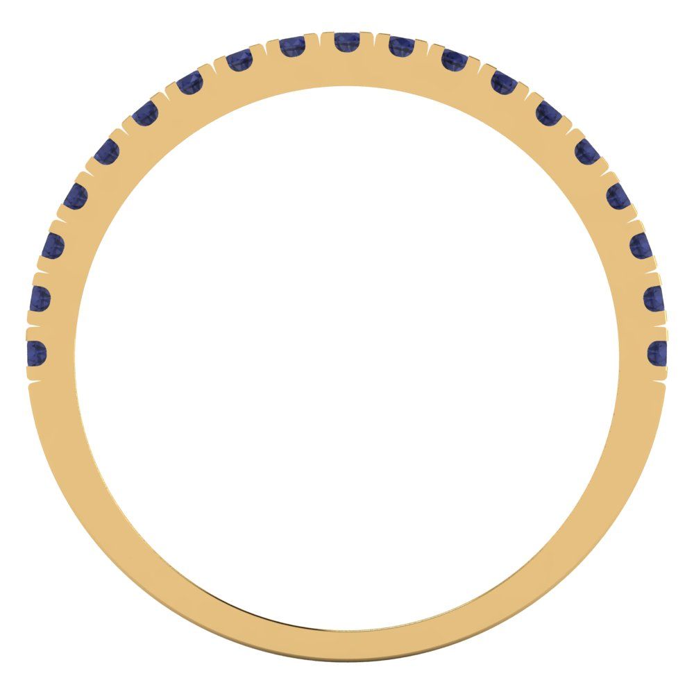 0.285 cttw Simulated Blue Sapphire Round Cut Yellow Gold Eternity Wedding Band