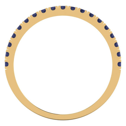 0.285 cttw Simulated Blue Sapphire Round Cut Yellow Gold Eternity Wedding Band