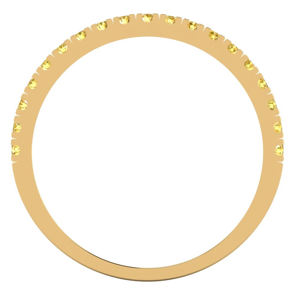 0.285 cttw Natural Citrine Round Cut Yellow Gold Eternity Wedding Band