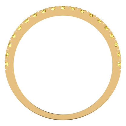 0.285 cttw Natural Citrine Round Cut Yellow Gold Eternity Wedding Band