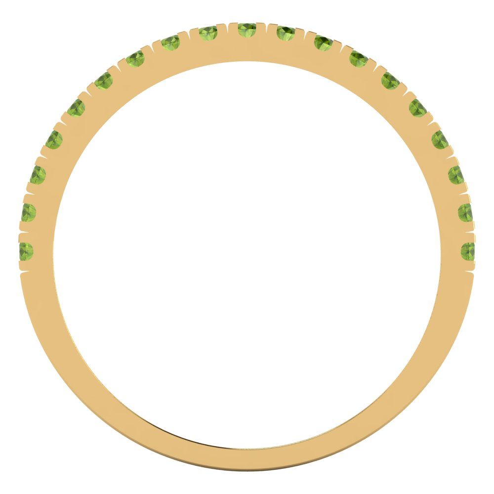 0.285 cttw Natural Peridot Round Cut Yellow Gold Eternity Wedding Band