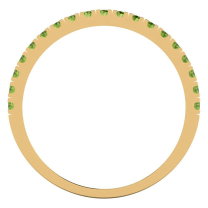 0.285 cttw Natural Peridot Round Cut Yellow Gold Eternity Wedding Band