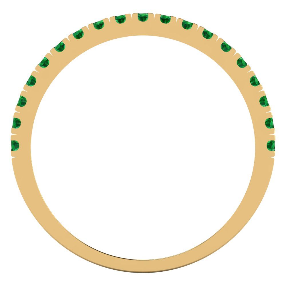 0.285 cttw Simulated Emerald Round Cut Yellow Gold Eternity Wedding Band