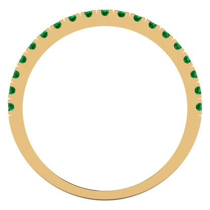 0.285 cttw Simulated Emerald Round Cut Yellow Gold Eternity Wedding Band