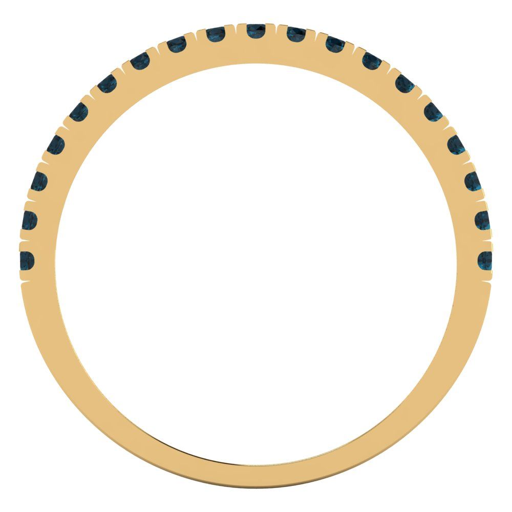 0.285 cttw Natural London Blue Topaz Round Cut Yellow Gold Eternity Wedding Band