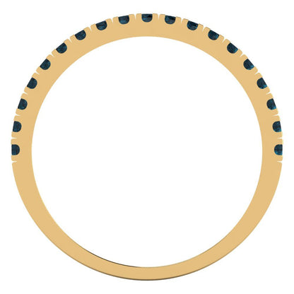 0.285 cttw Natural London Blue Topaz Round Cut Yellow Gold Eternity Wedding Band