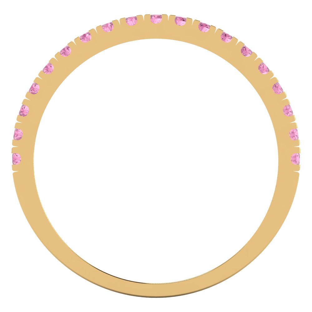 0.285 cttw Simulated Pink Diamond Round Cut Yellow Gold Eternity Wedding Band