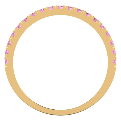 0.285 cttw Simulated Pink Diamond Round Cut Yellow Gold Eternity Wedding Band