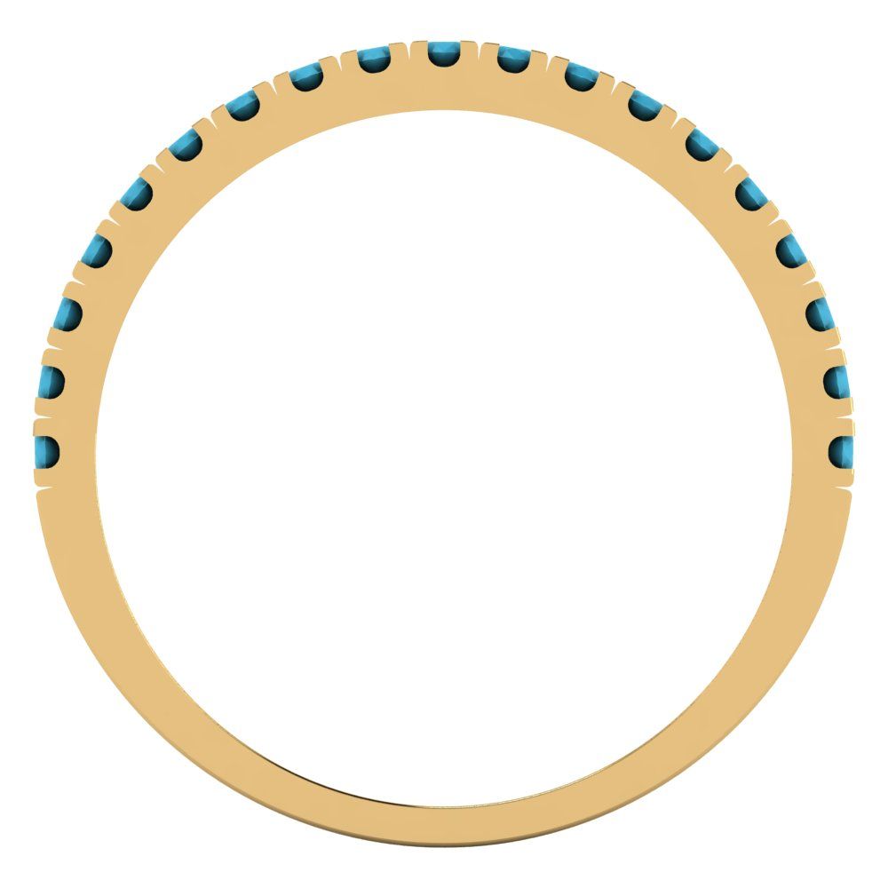 0.285 cttw Simulated Turquoise Round Cut Yellow Gold Eternity Wedding Band