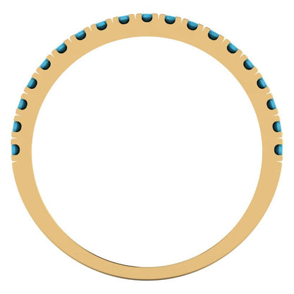 0.285 cttw Simulated Turquoise Round Cut Yellow Gold Eternity Wedding Band