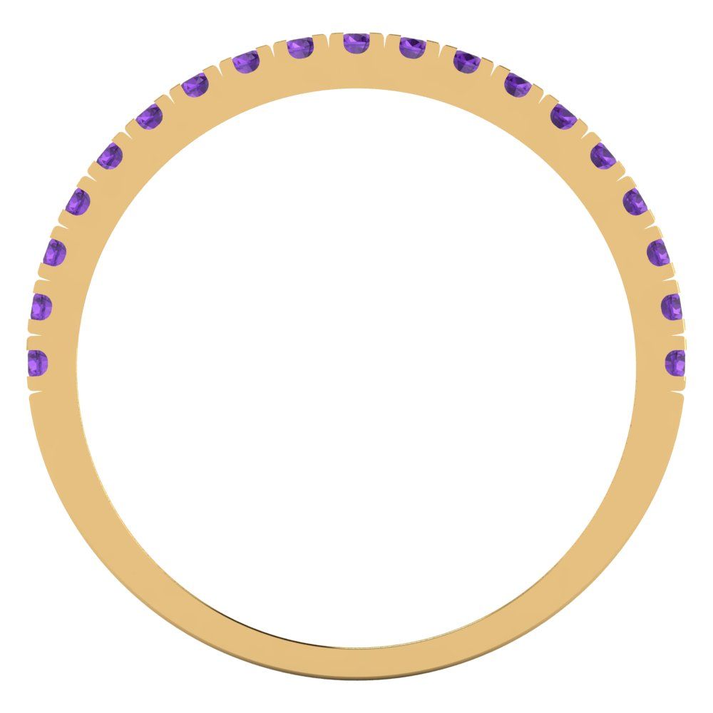 0.285 cttw Natural Amethyst Round Cut Yellow Gold Eternity Wedding Band