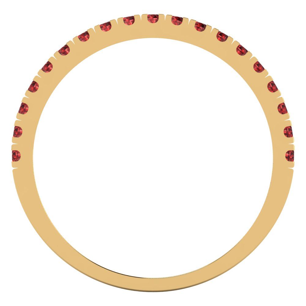 0.285 cttw Natural Garnet Round Cut Yellow Gold Eternity Wedding Band