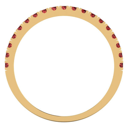 0.285 cttw Natural Garnet Round Cut Yellow Gold Eternity Wedding Band