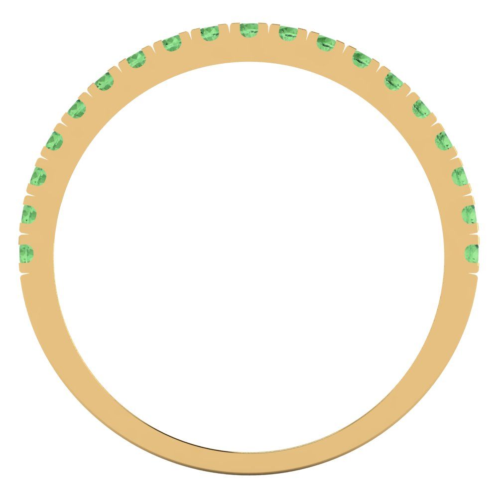 0.285 cttw Simulated Green Diamond Round Cut Yellow Gold Eternity Wedding Band