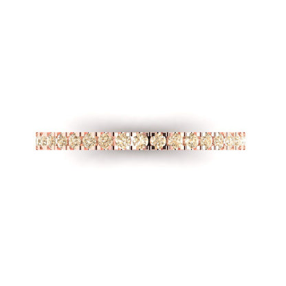 0.285 cttw Natural Morganite Round Cut Rose Gold Eternity Wedding Band