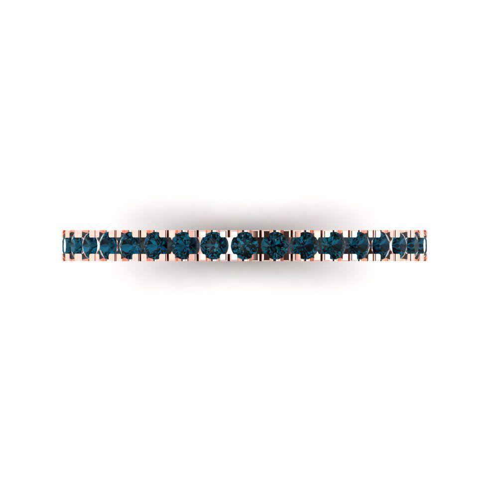 0.285 cttw Natural London Blue Topaz Round Cut Rose Gold Eternity Wedding Band
