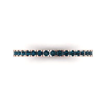 0.285 cttw Natural London Blue Topaz Round Cut Rose Gold Eternity Wedding Band
