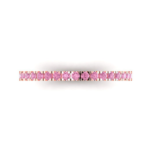 0.285 cttw Simulated Pink Diamond Round Cut Rose Gold Eternity Wedding Band