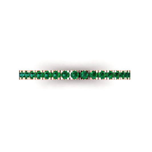 0.285 cttw Simulated Emerald Round Cut Rose Gold Eternity Wedding Band