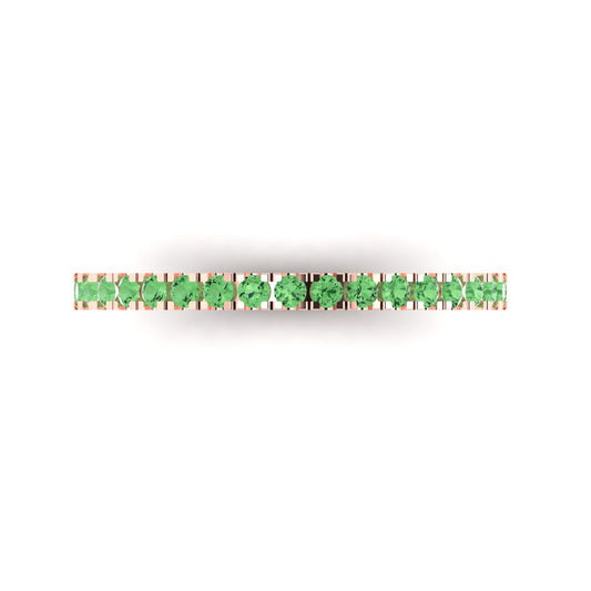 0.285 cttw Simulated Green Diamond Round Cut Rose Gold Eternity Wedding Band