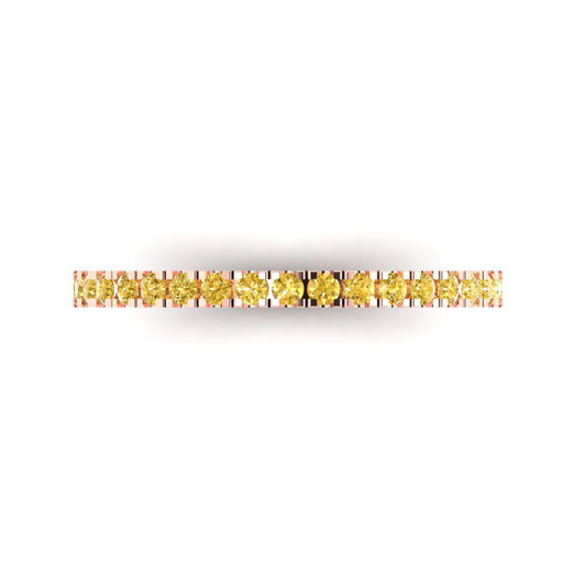 0.285 cttw Natural Citrine Round Cut Rose Gold Eternity Wedding Band